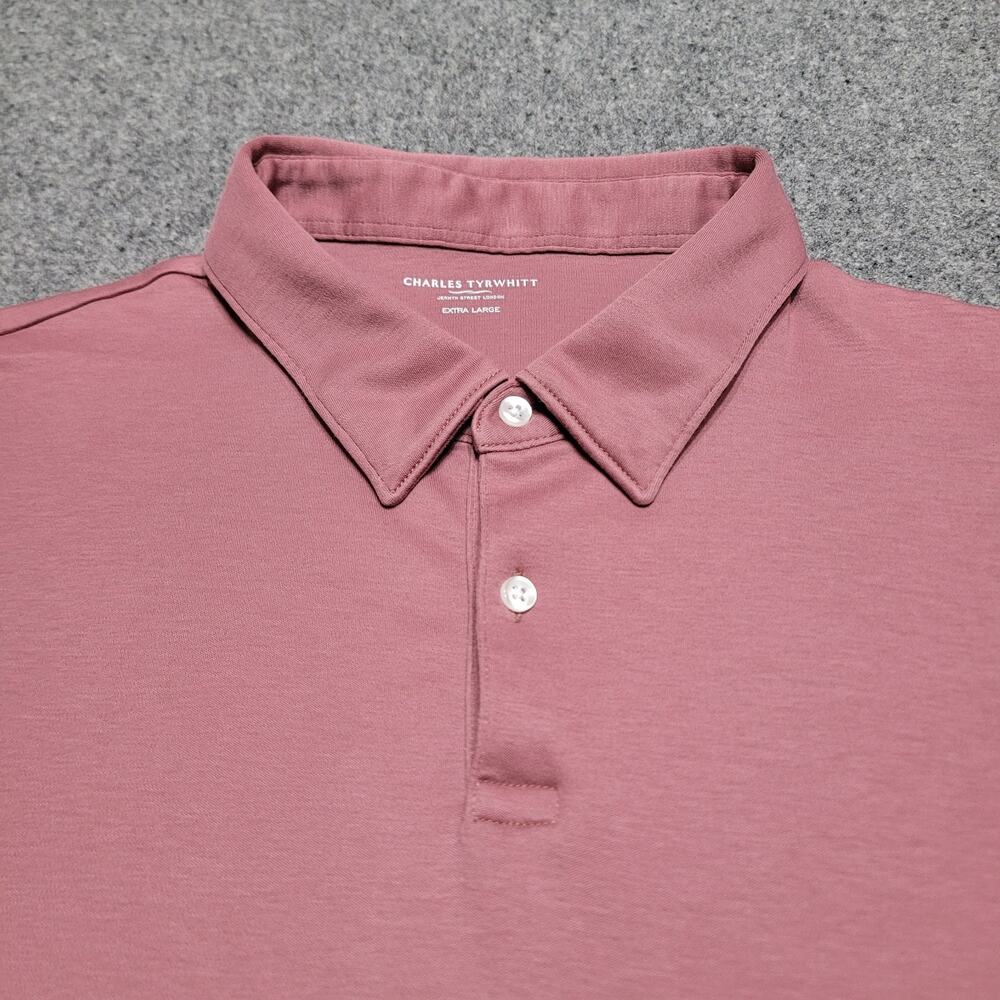 Charles Tyrwhitt Shirt Mens Extra Large Dusty Rose Short Sleeve Golf Polo London